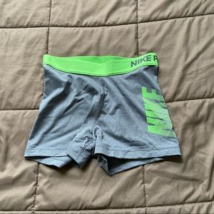 Gray w/green accents Nike Pro shorts